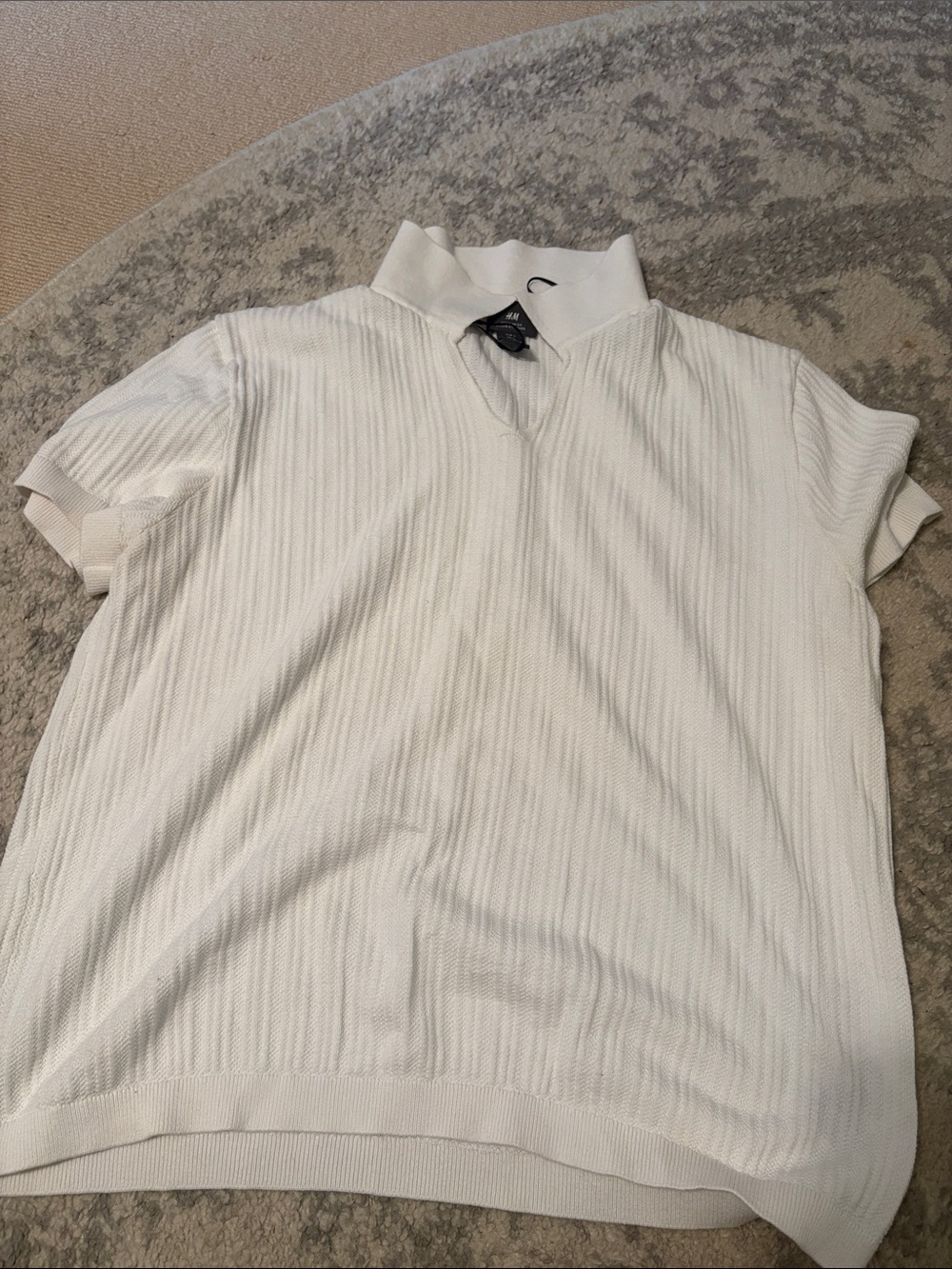 H&M White Short-Sleeve Polo Shirt